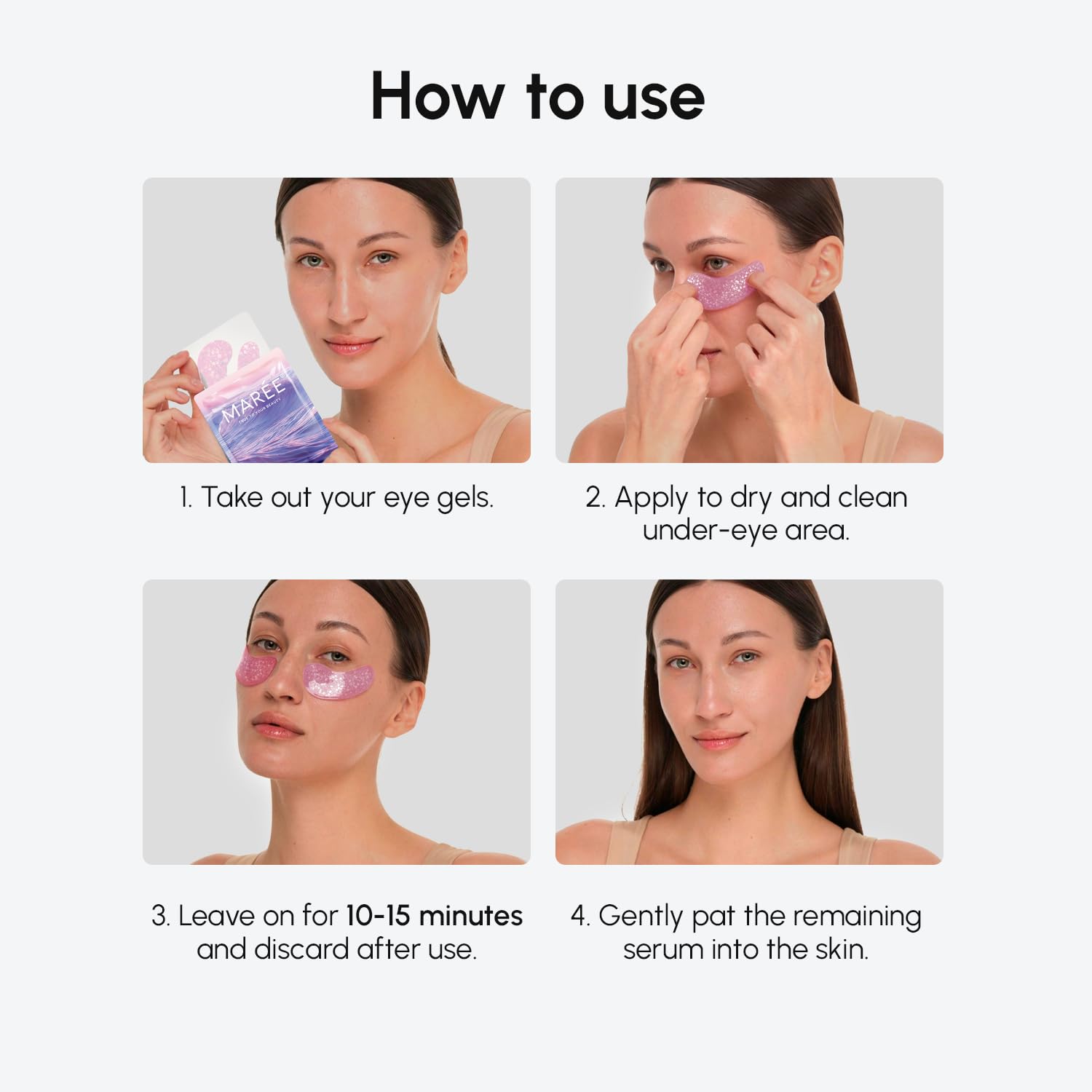 MAREE Violet Eye Gels ayuda a disminuir la hinchazón alrededor de los ojos.