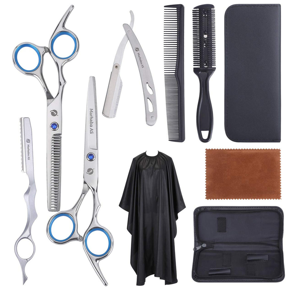 Marhaba AS hair scissors kit precision shears in hand for flawless home cuts.