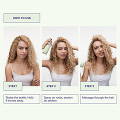 Maria Nila Dry Shampoo texture and volume shot adds body for fine hair.