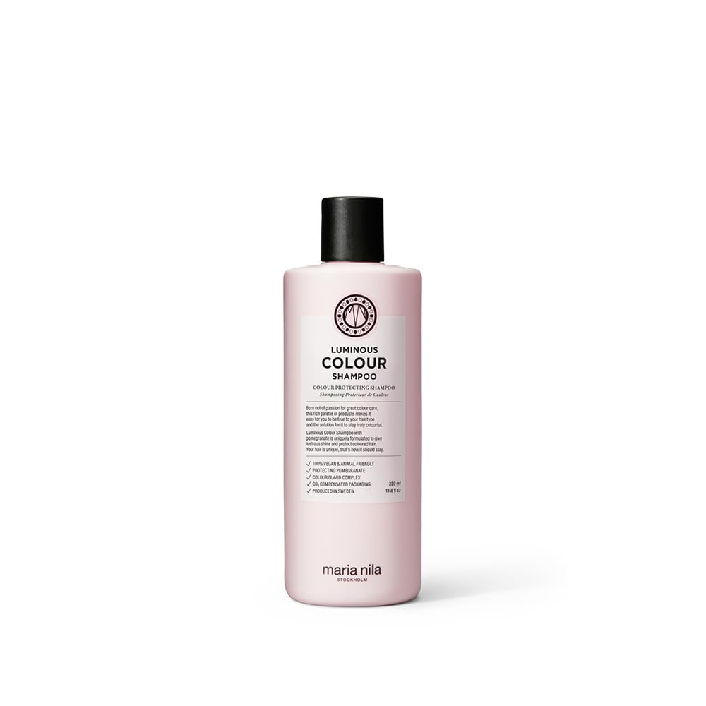 Maria Nila Luminous Colour Shampoo bottle shows color protection for dyed hair.