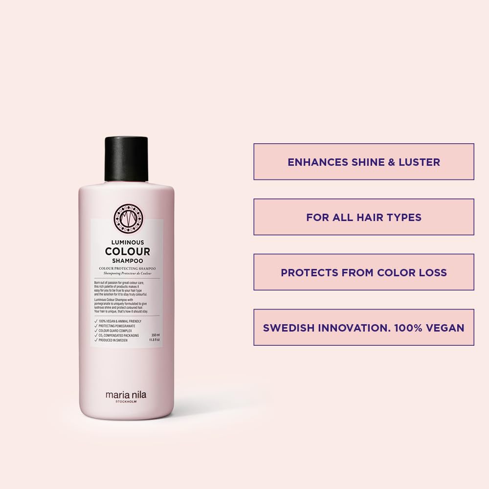 Maria Nila Luminous Colour Shampoo pour reveals smooth lather for color-safe washing.