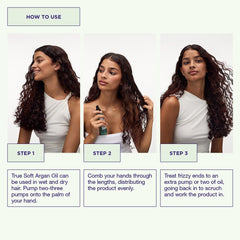 Maria Nila True Soft Argan Oil used on hair for frizz control and softness