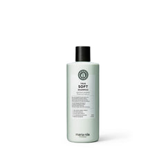 Maria Nila True Soft Shampoo bottle shows nourishing formula for dry hair.