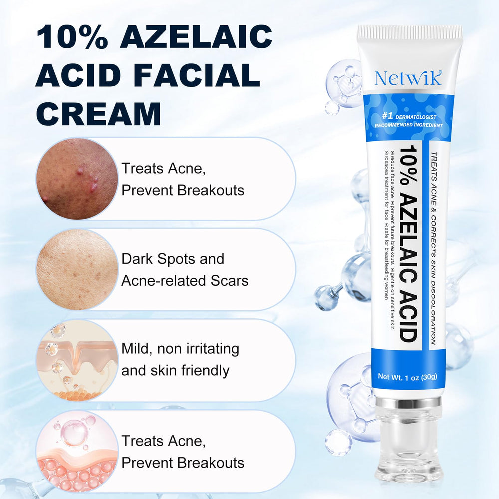 Marianp Azelaic Acid 10% Cream texture-closeup reveals smooth gel-cream for gentle use.