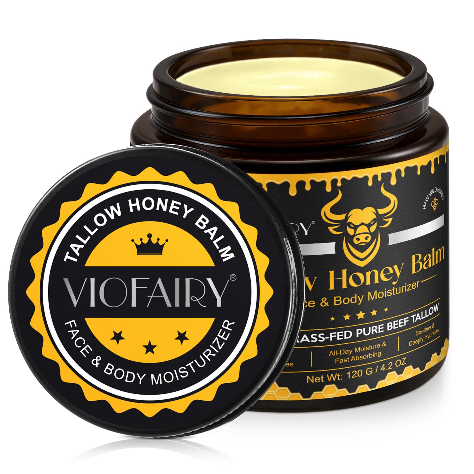 Marianp beef tallow honey balm jar delivers deep hydration for skin