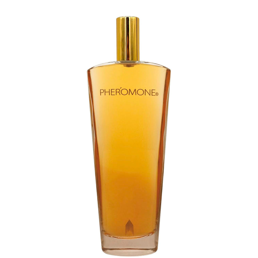 Pheromone by Marilyn Miglin bottle on display; evokes sensual confidence for evening attraction.