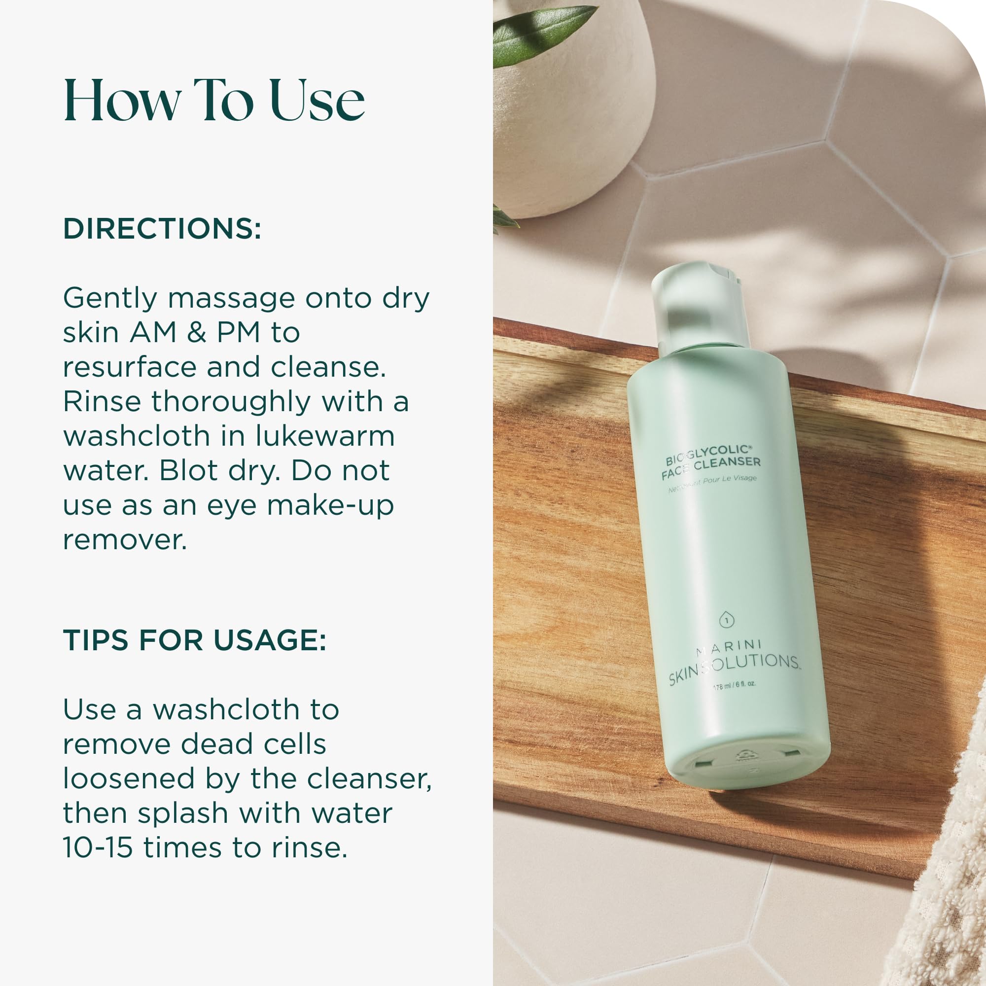 Marini SkinSolutions Bioglycolic cleanser morning routine setup