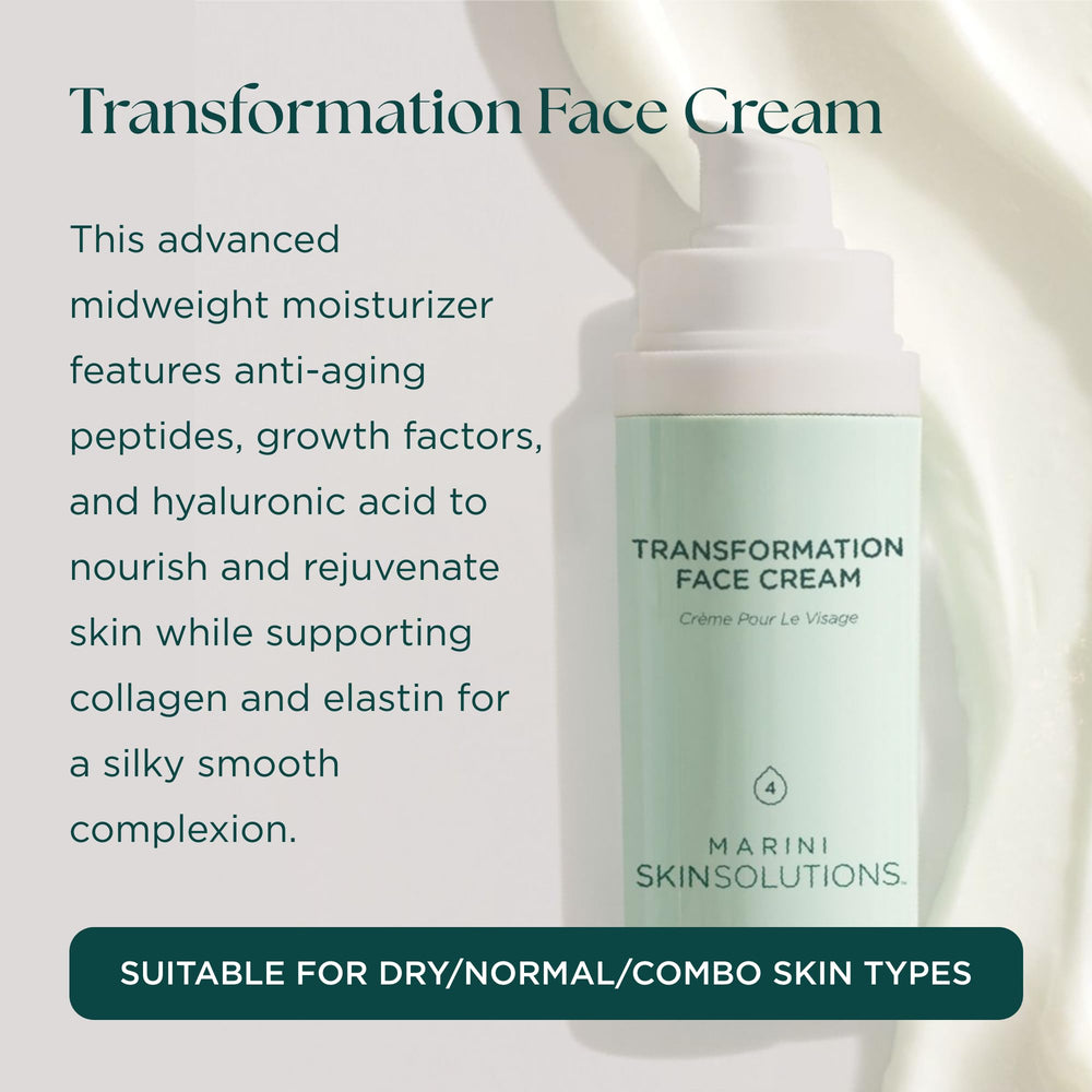 Texture swatch of Marini SkinSolutions Transformation Face Cream showing a midweight, absorbent formula