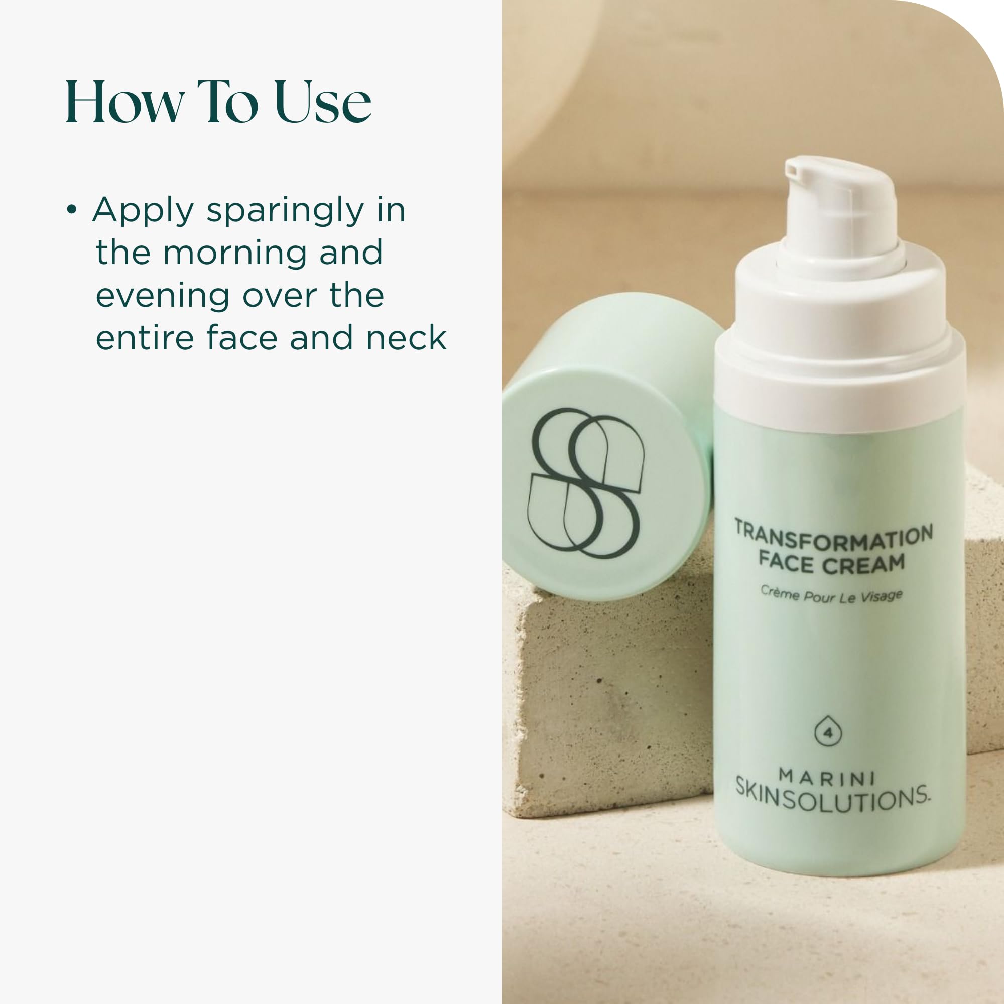 USA-made cruelty-free badge on Marini SkinSolutions Transformation Face Cream packaging