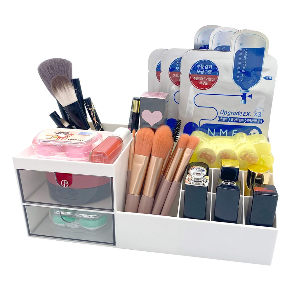 Marknor vanity organizer top-angle showcases durable ABS construction and white finish.