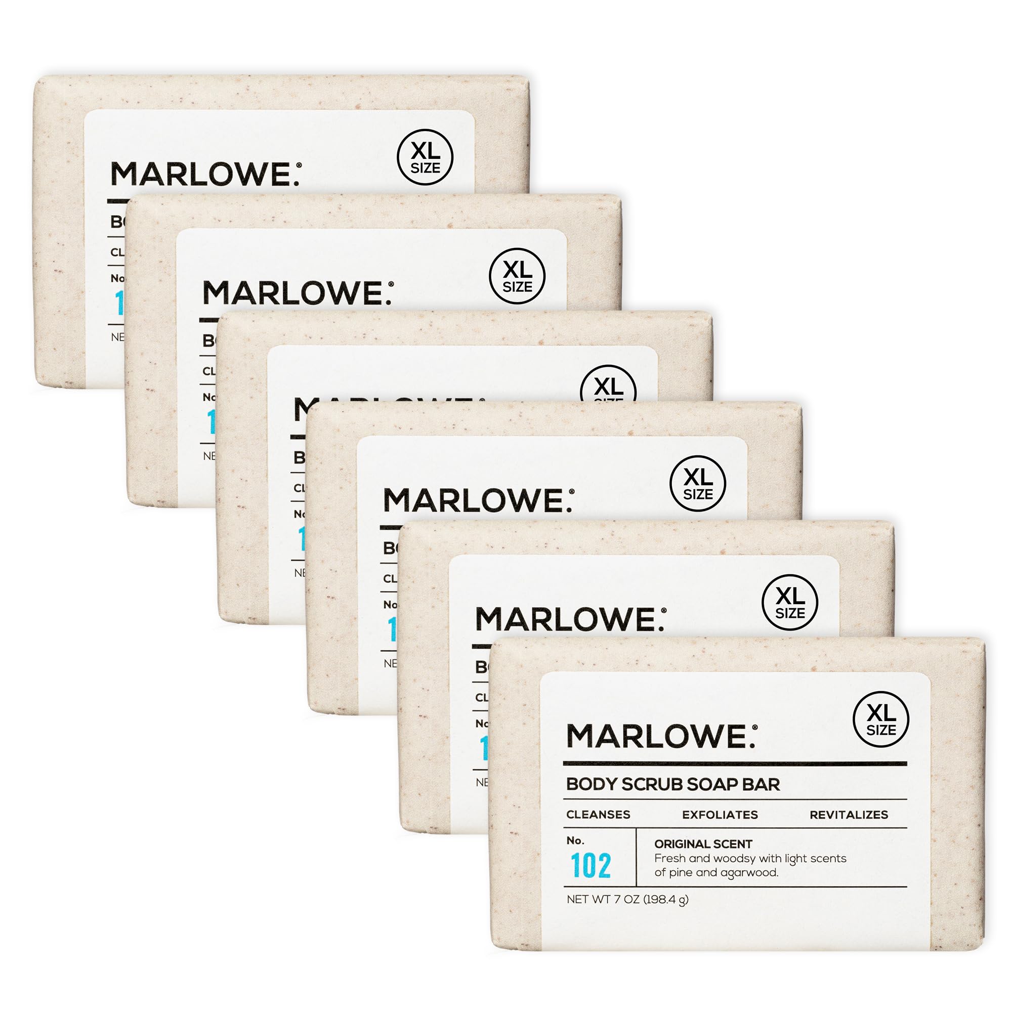 MARLOWE No. 102 bar closeup showing gritty exfoliation for refreshed skin.