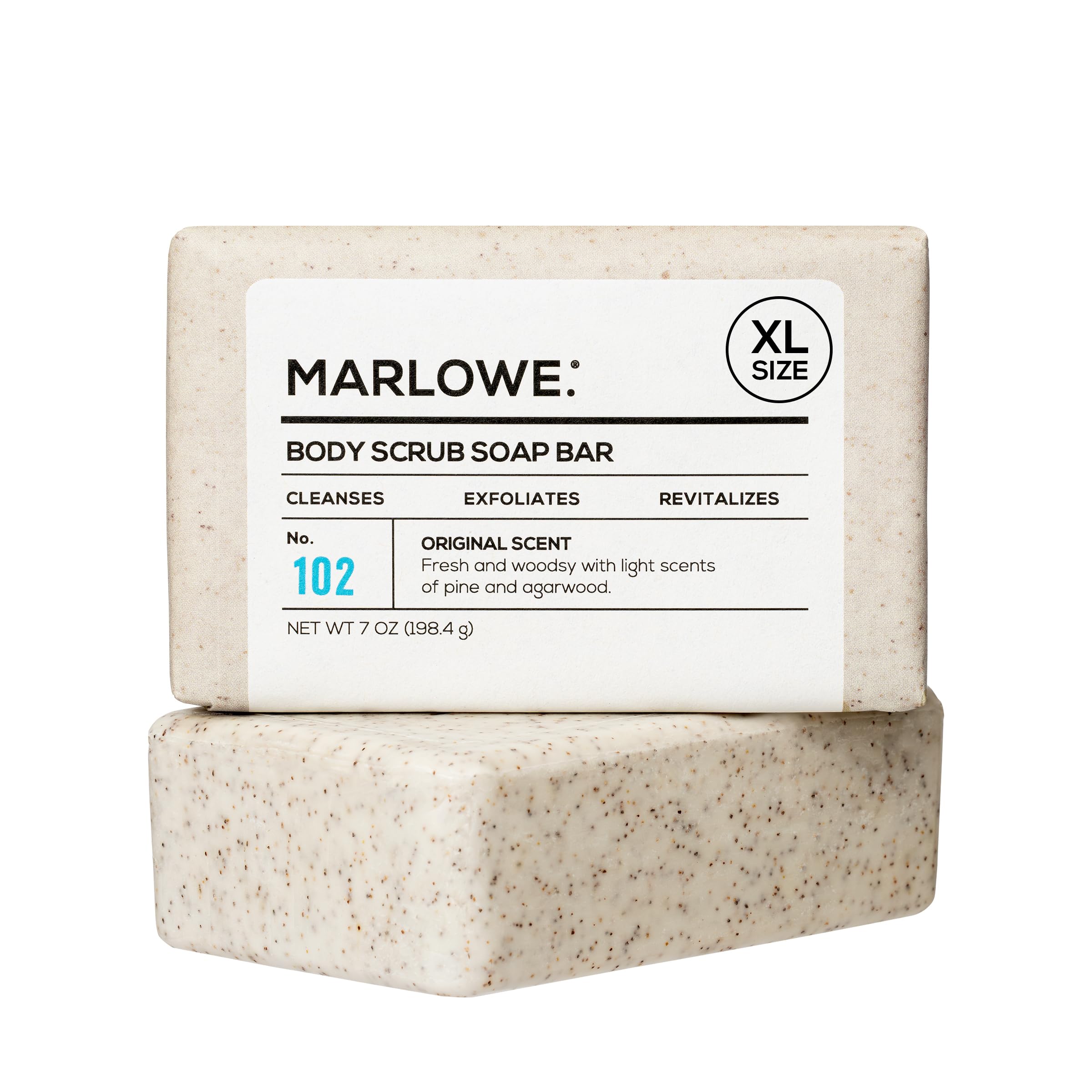 MARLOWE No. 102 bar wrapped packaging highlights sustainable, eco-friendly design.
