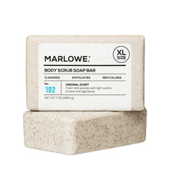 MARLOWE No. 102 bar wrapped packaging highlights sustainable, eco-friendly design.