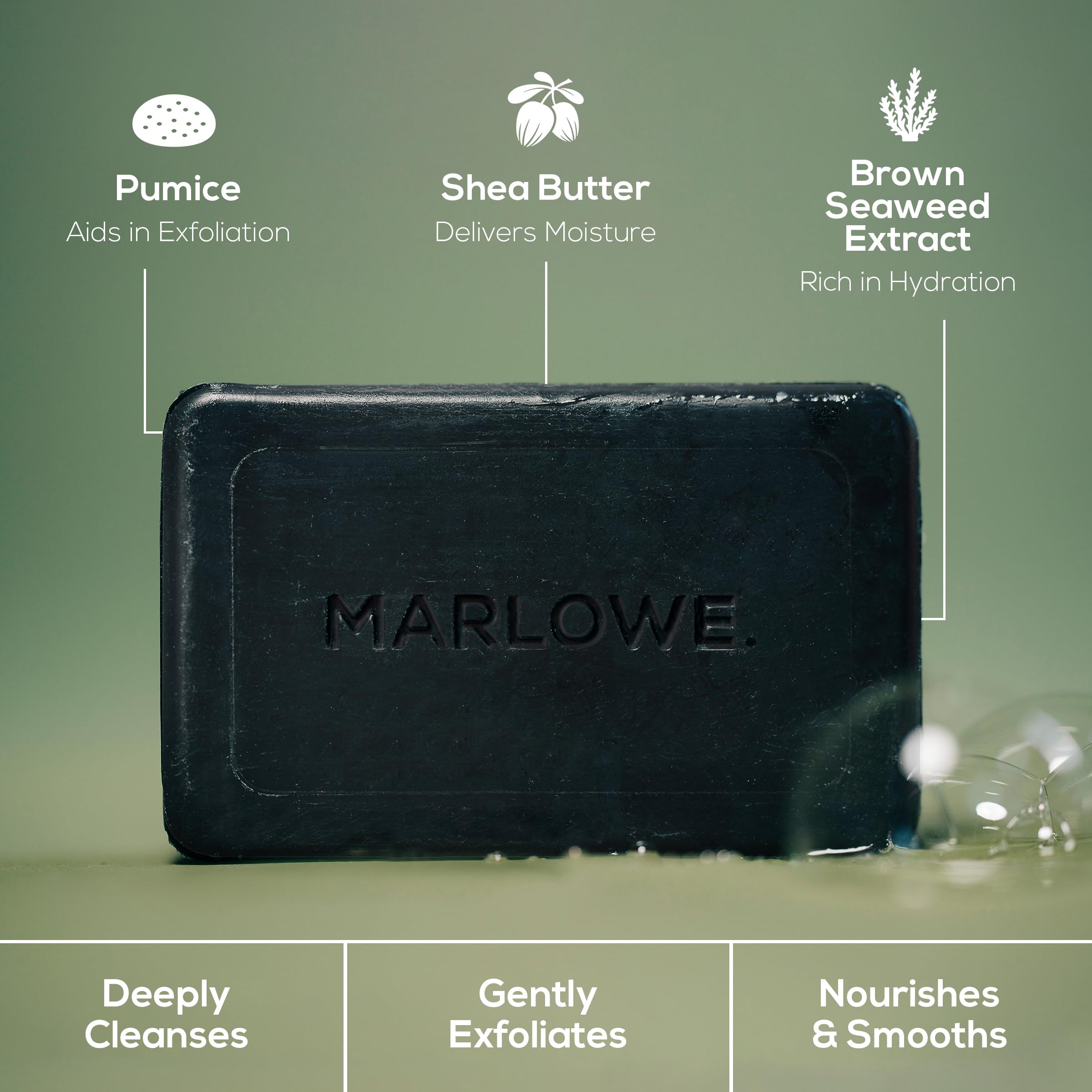 Marlowe No. 106 Charcoal Soap wrapped in recycled-material packaging for eco-conscious buyers