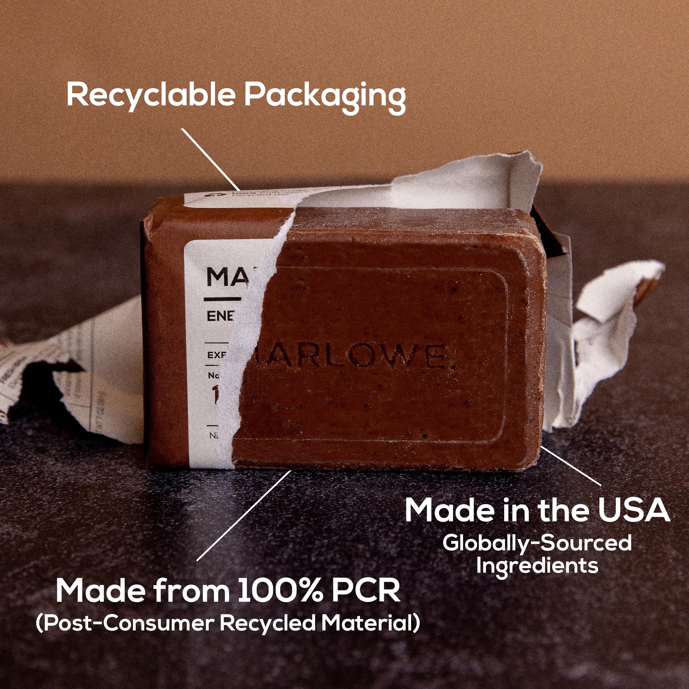 Marlowe No.109 Coffee Bar Soap triple-milled for lasting, richer lather.