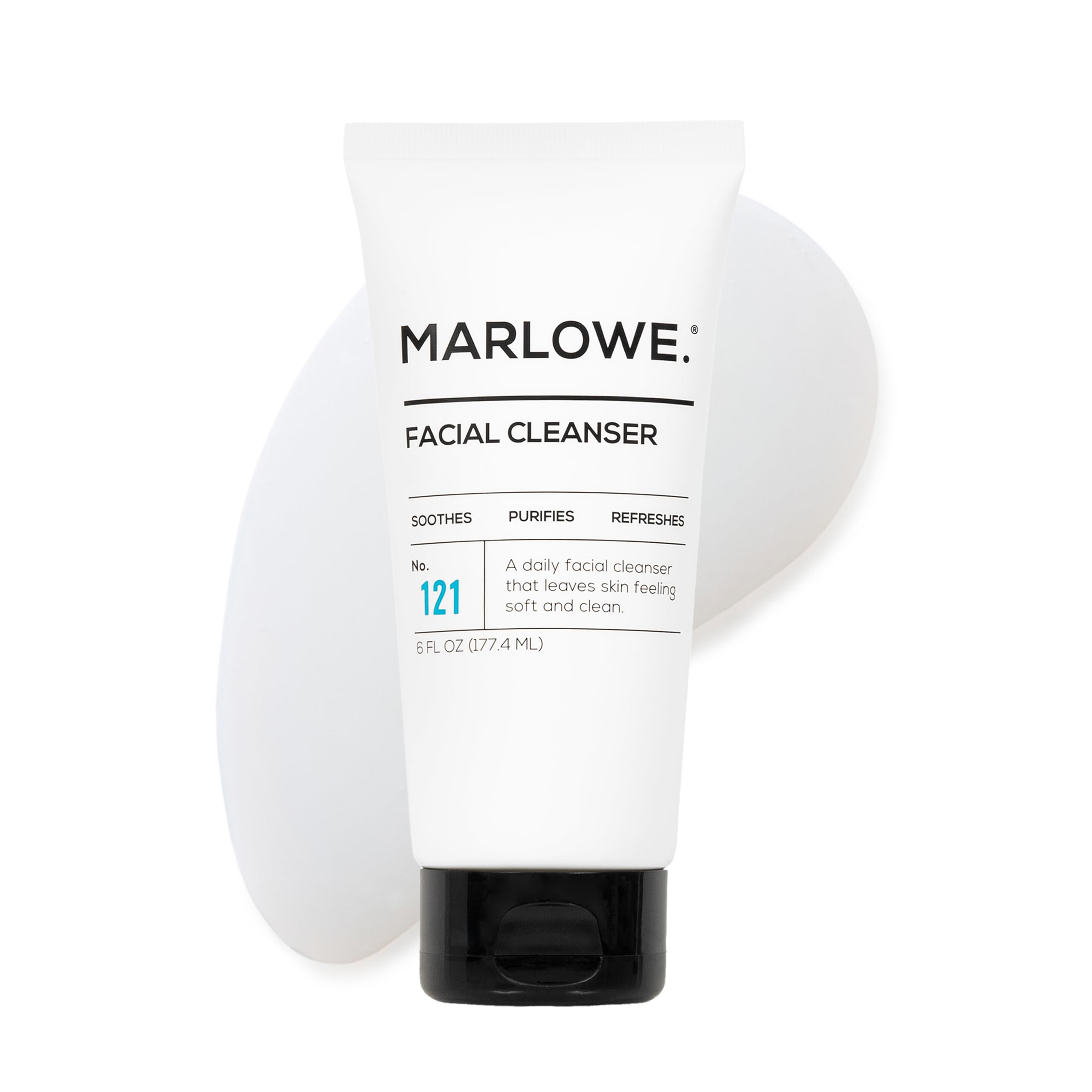 MARLOWE No. 121 facial cleanser bottle front for daily cleansing and refreshed skin