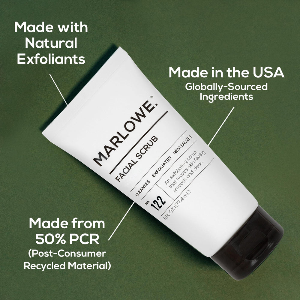 MARLOWE No. 122 daily-use scrub in hand showing massage motion.