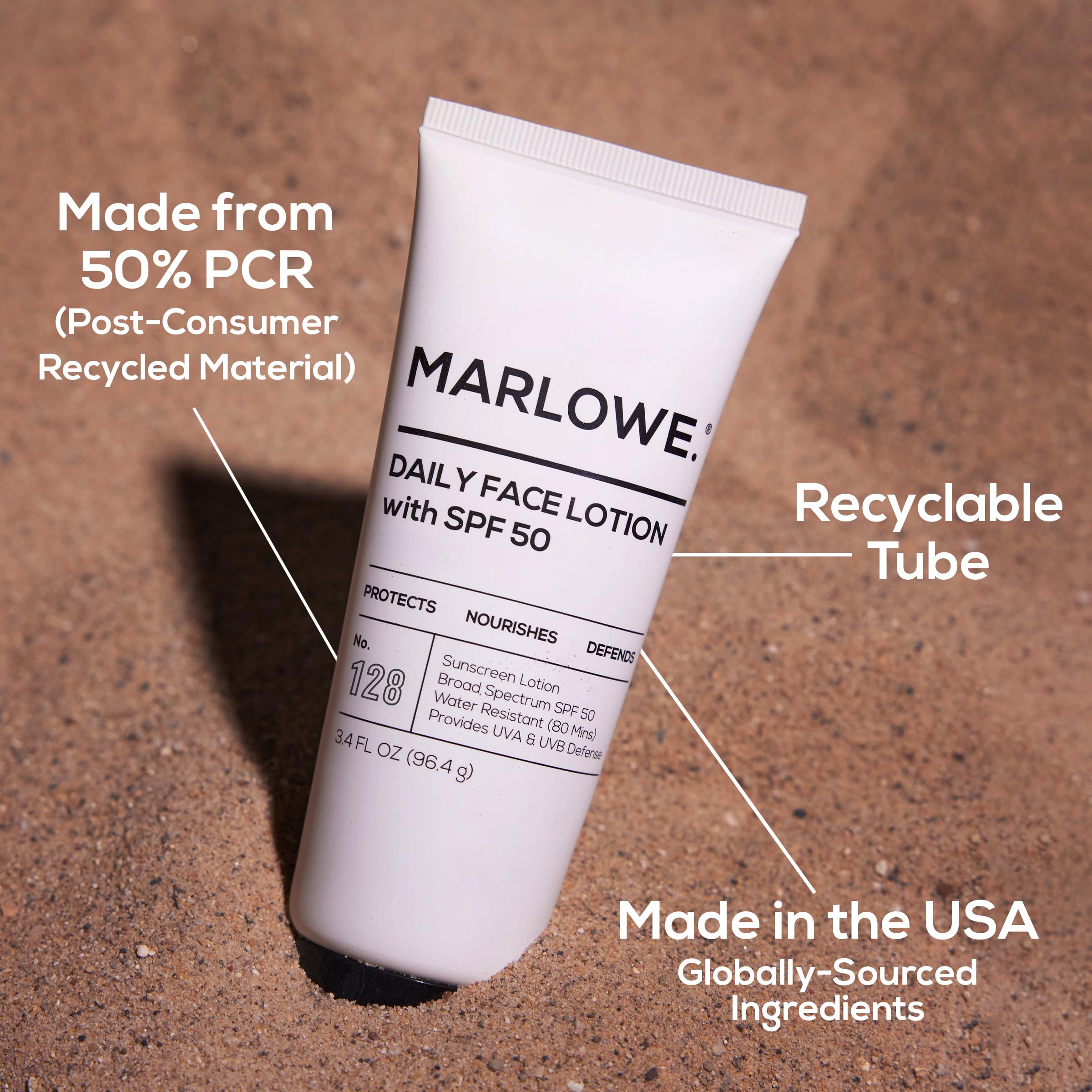 MARLOWE. No. 128 demonstrates no white cast across diverse skin tones.