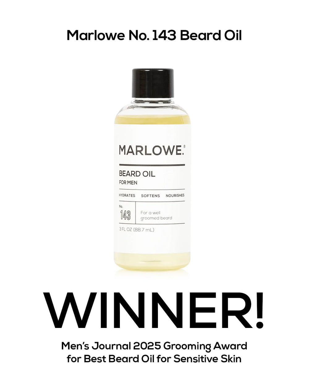 Marlowe 143 fragrance free label communicates a clean, irritation free grooming routine