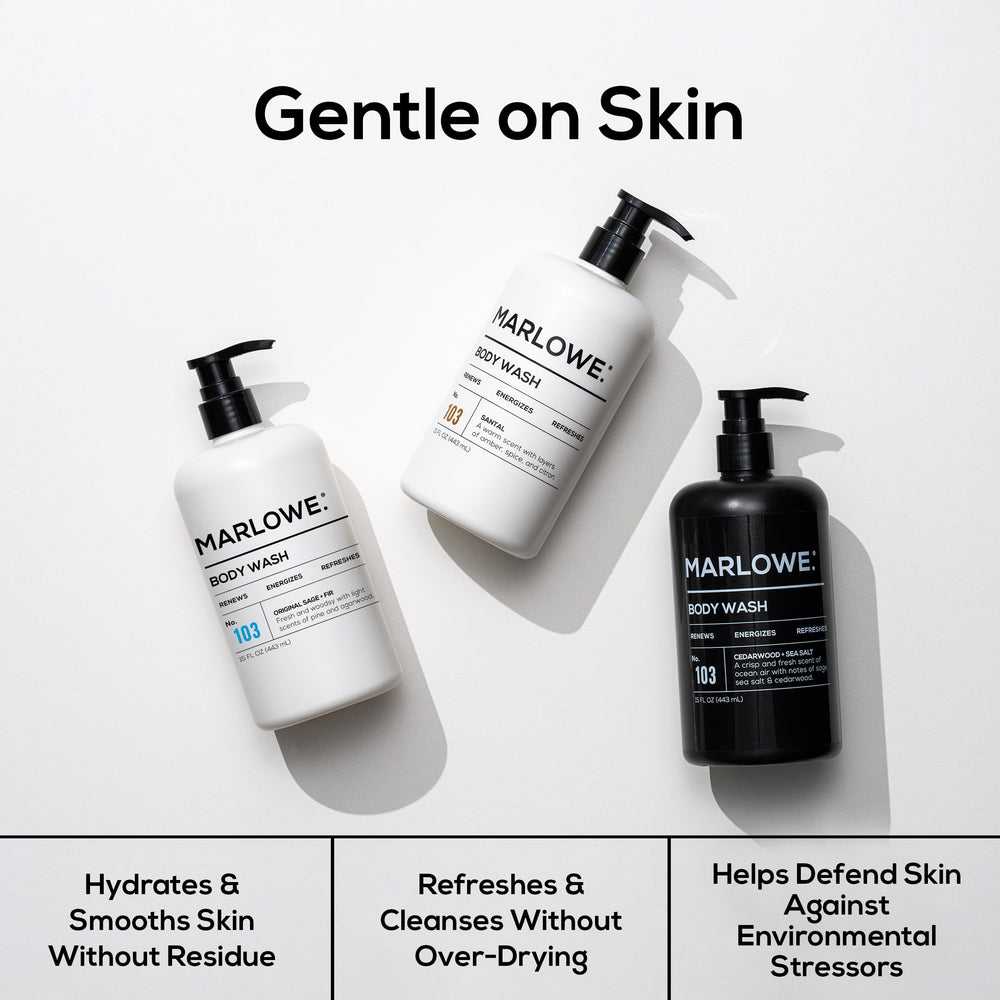 MARLOWE. No. 103 creamy texture spreads easily for moisturized skin after shower.