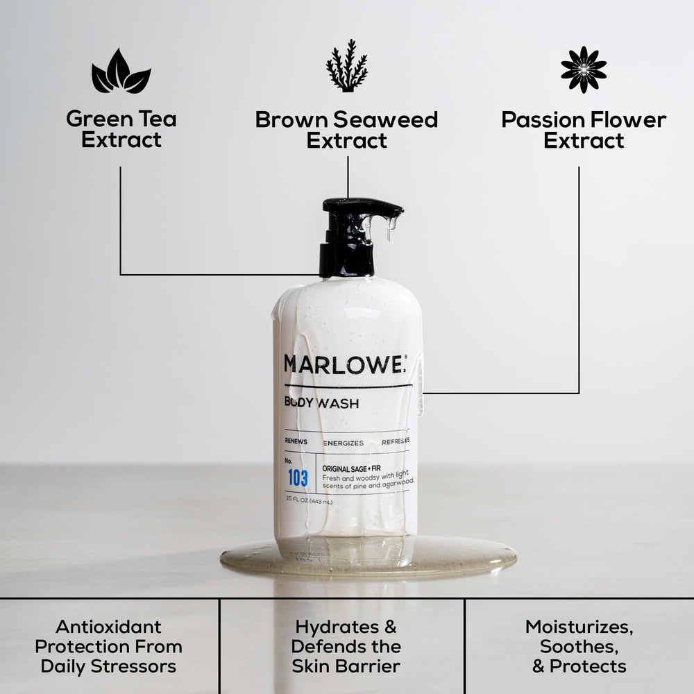 MARLOWE No. 103 energizing lather forms on skin