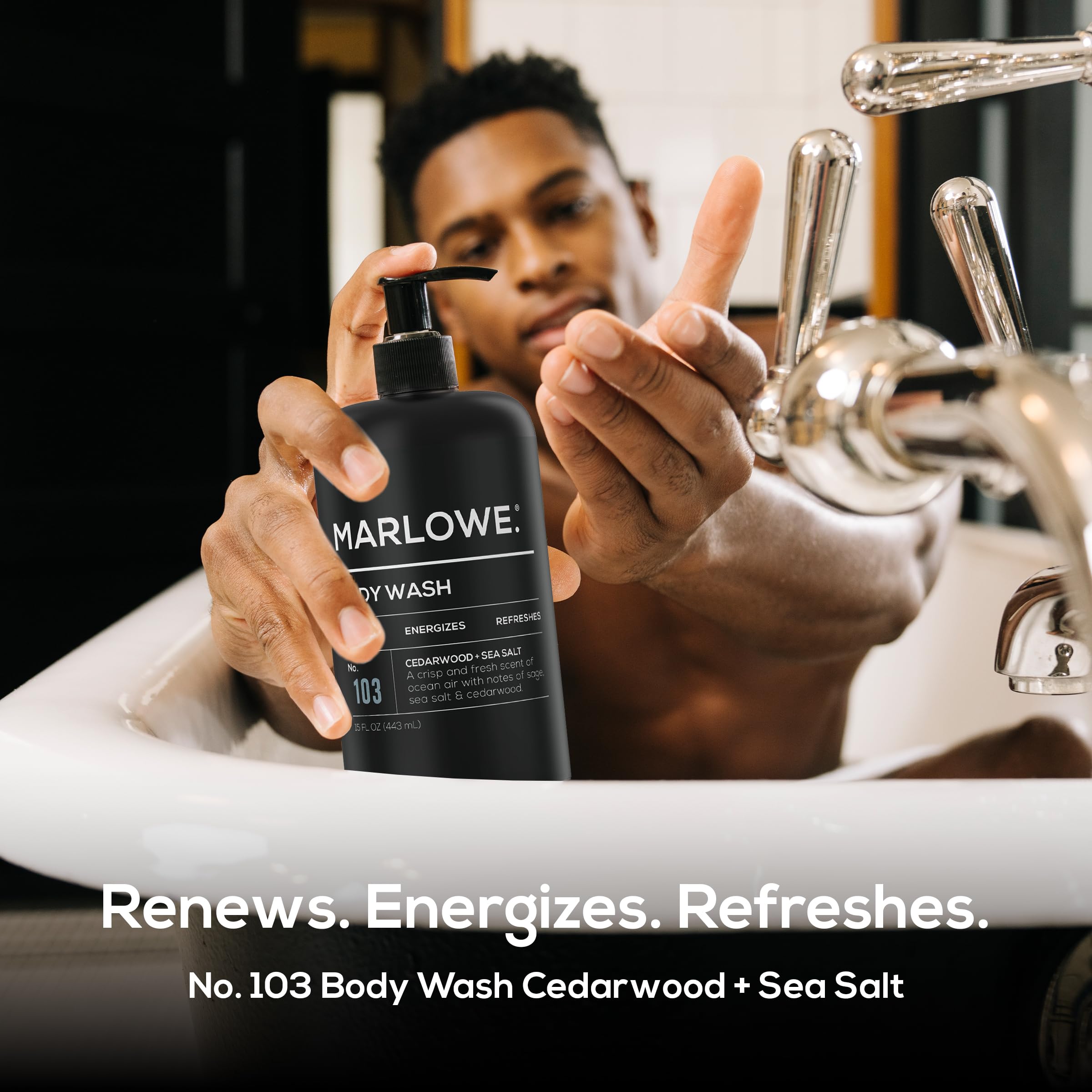 MARLOWE. No. 103 foaming lather spreads evenly for a thorough yet gentle cleanse.