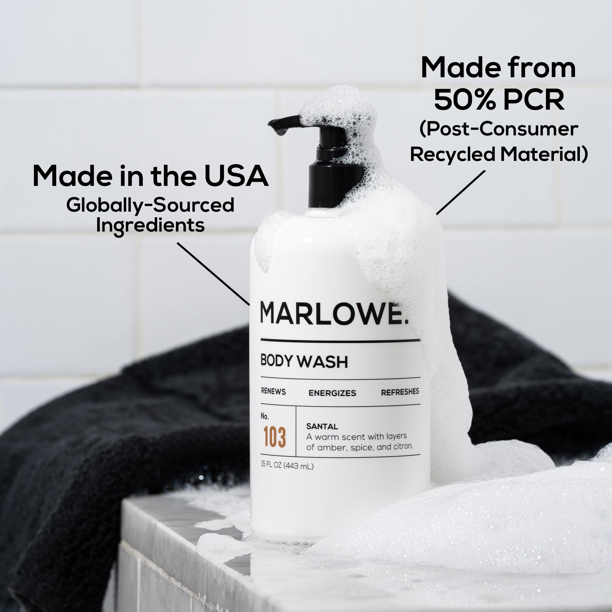 MARLOWE No. 103 made-in-usa bottle highlights ethical production
