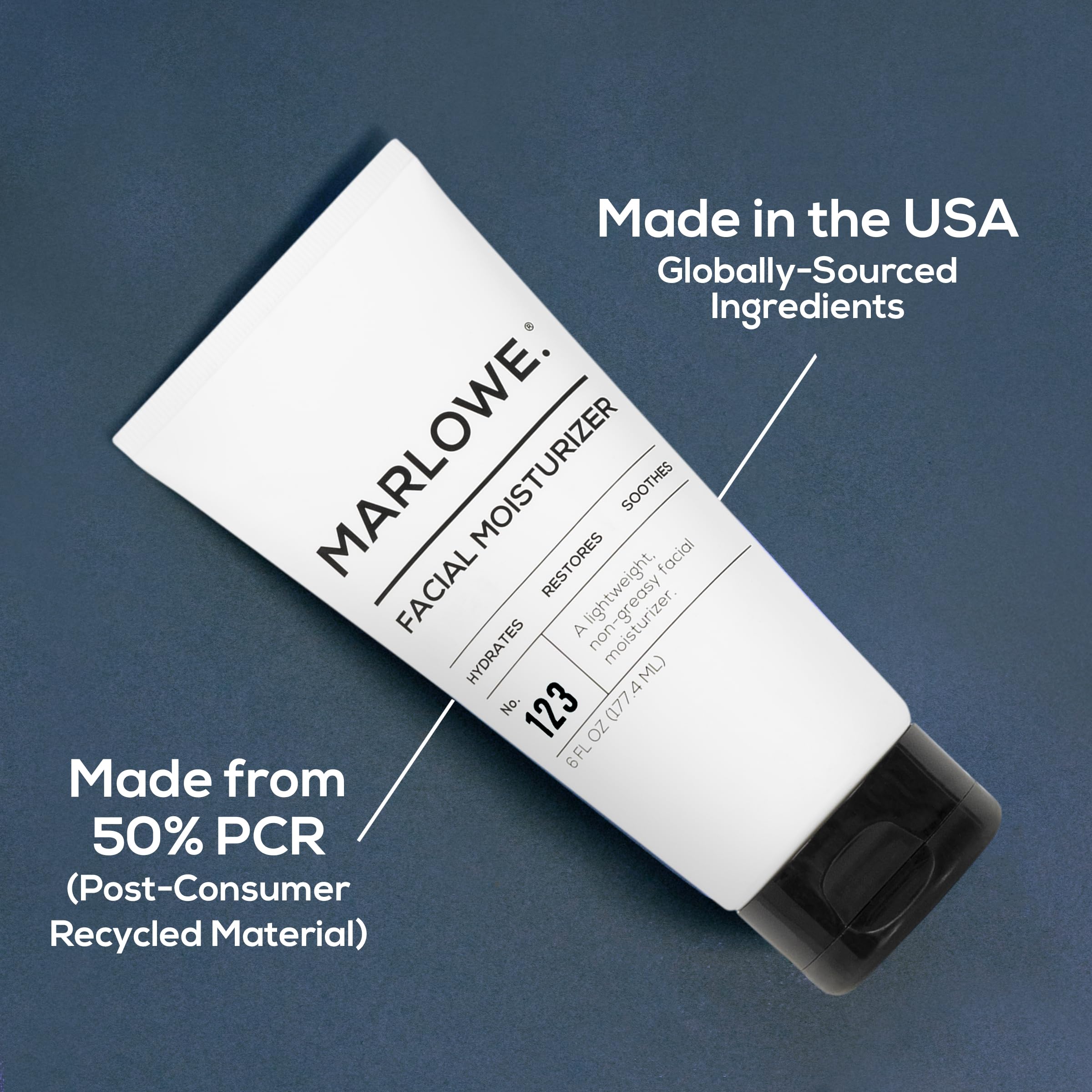MARLOWE. No.123 vegan label; paraben-free formula aligned with clean skincare.