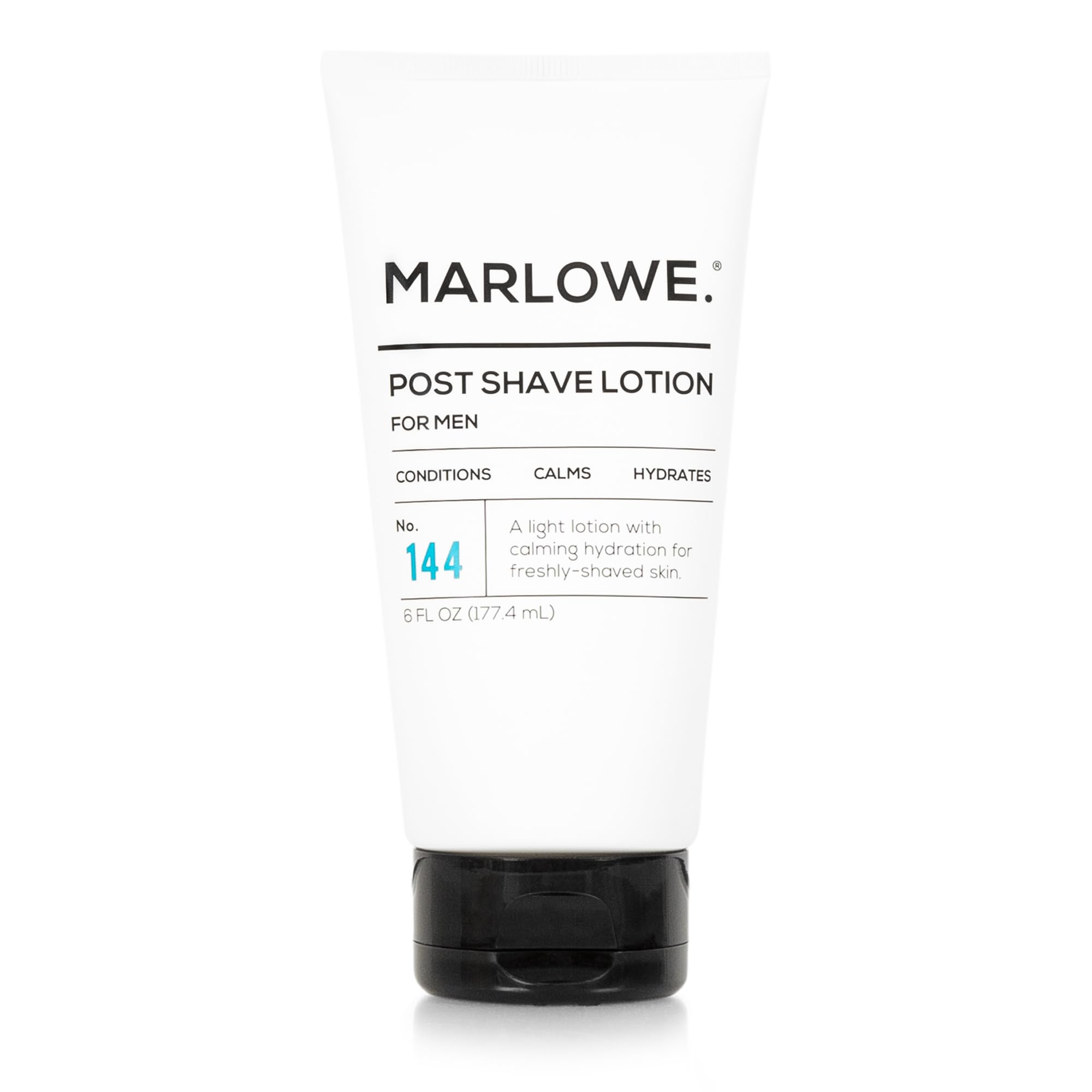 MARLOWE No.144 post shave lotion bottle showcases Aloe-Citron freshness for hydrated skin