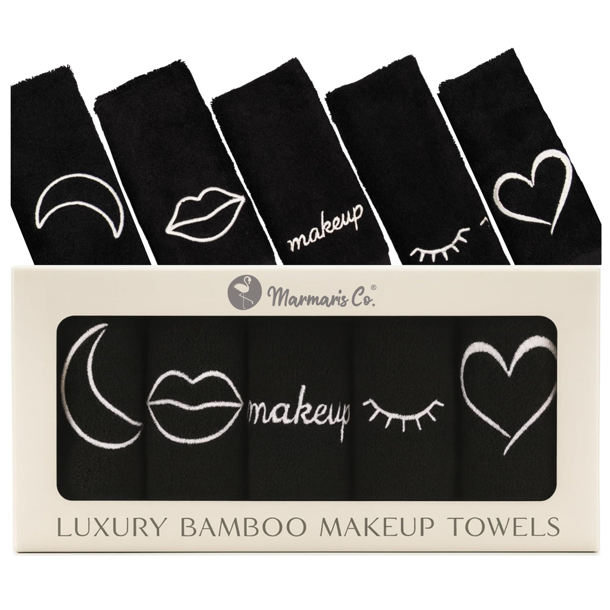 Marmaris Co luxury black makeup washcloth close-up shows buttery-soft texture for gentle makeup removal