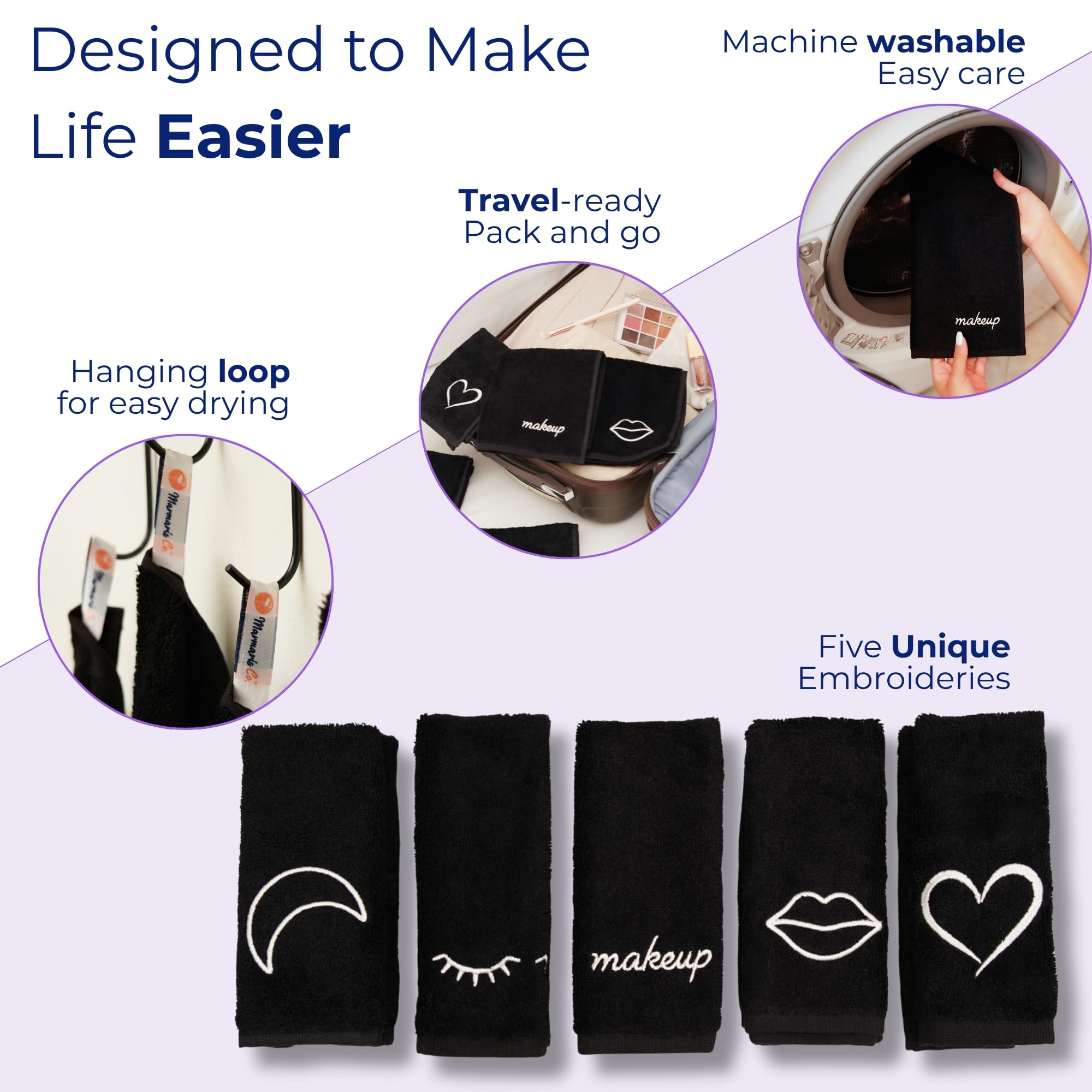 Marmaris Co luxury black washcloths plush weave ideal for everyday gentle cleansing