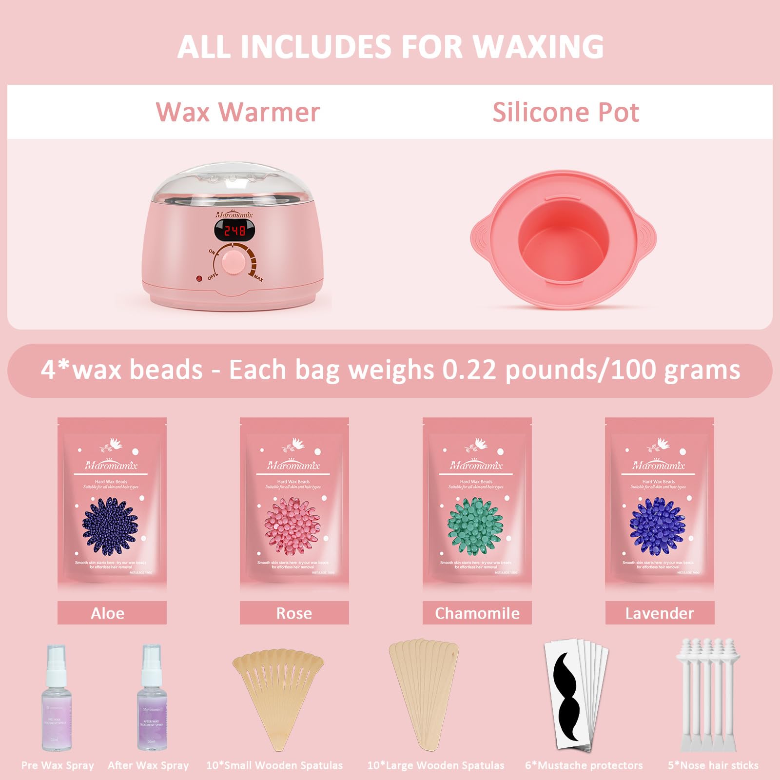 Maromamix pre- and post-wax sprays keep skin calm before and after sessions