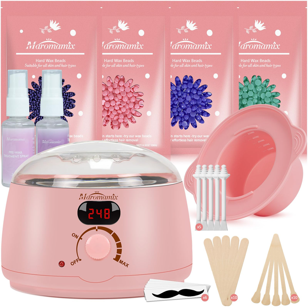 Maromamix waxing kit with digital warmer in action for professional-grade at-home hair removal