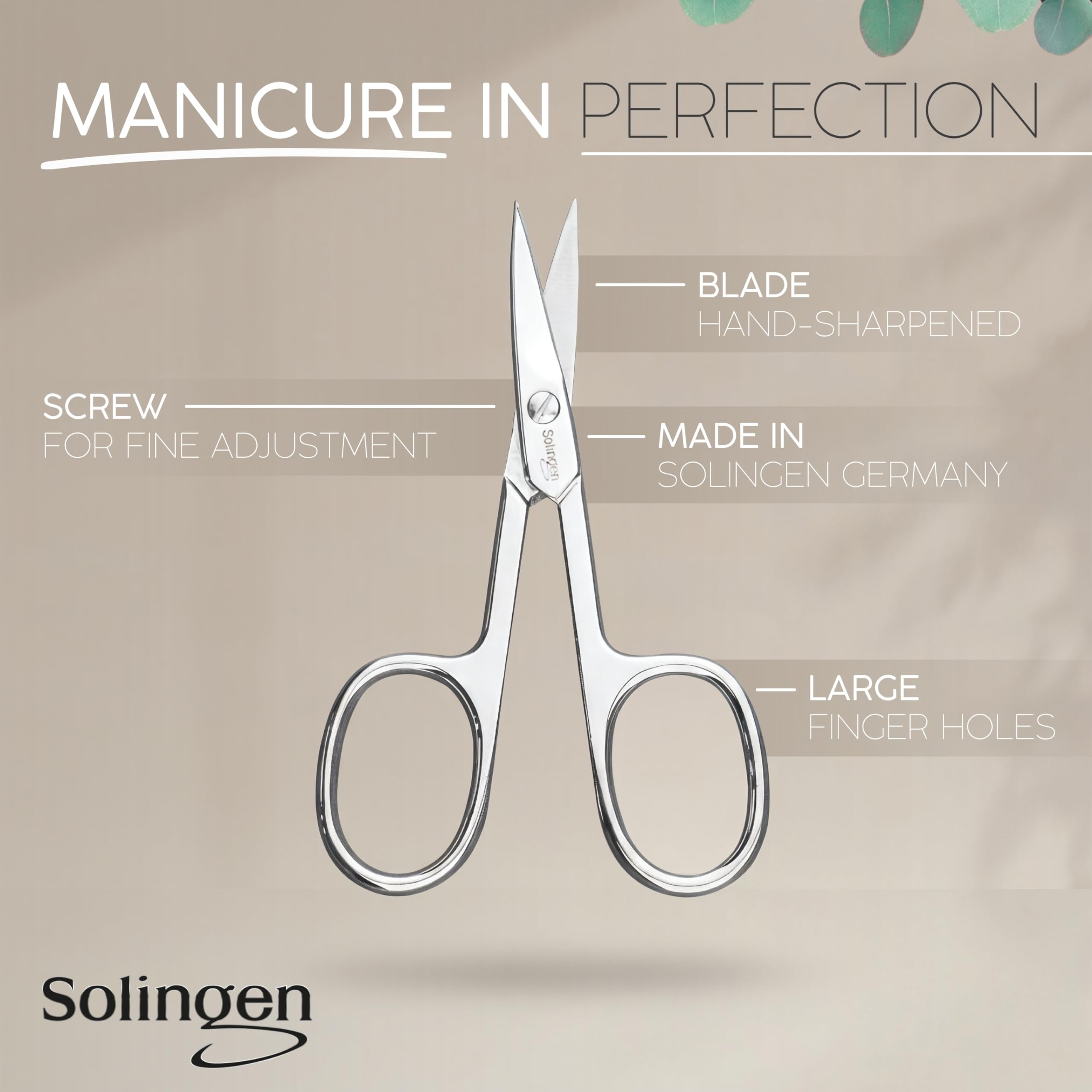 MarQus Solingen nail scissors closeup highlights extra-sharp precision.