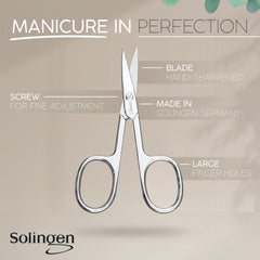MarQus Solingen nail scissors closeup highlights extra-sharp precision.