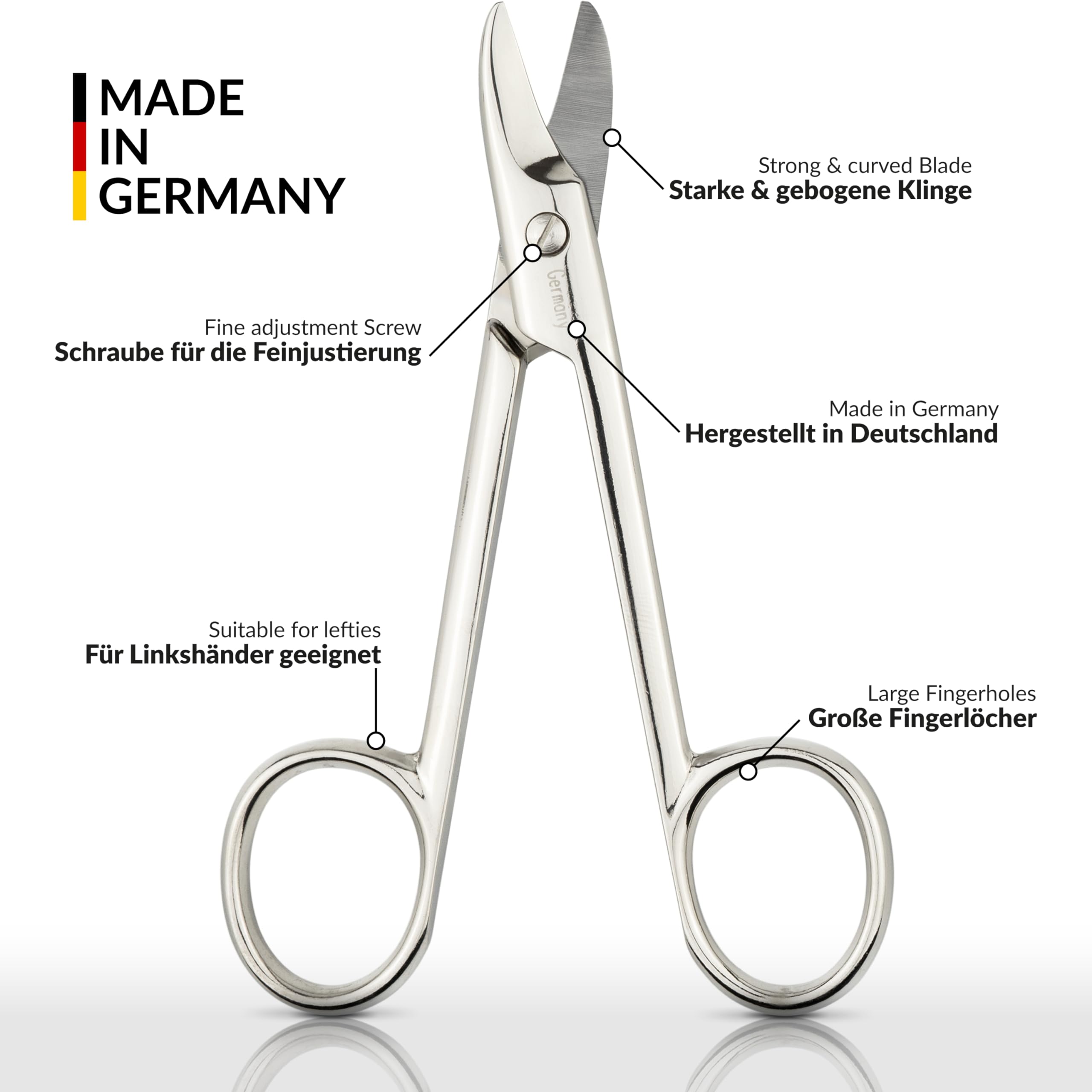 MarQus toenail scissors cut-tested edge for reliable performance.