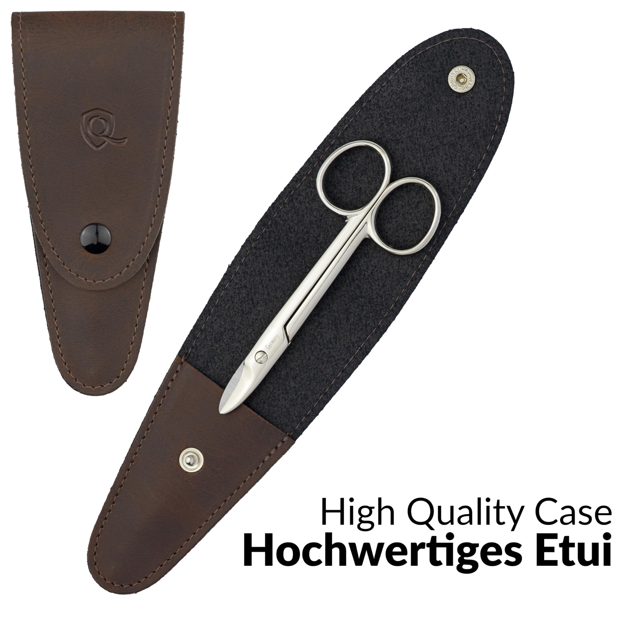 MarQus toenail scissors in a slim imitation-leather etui case.