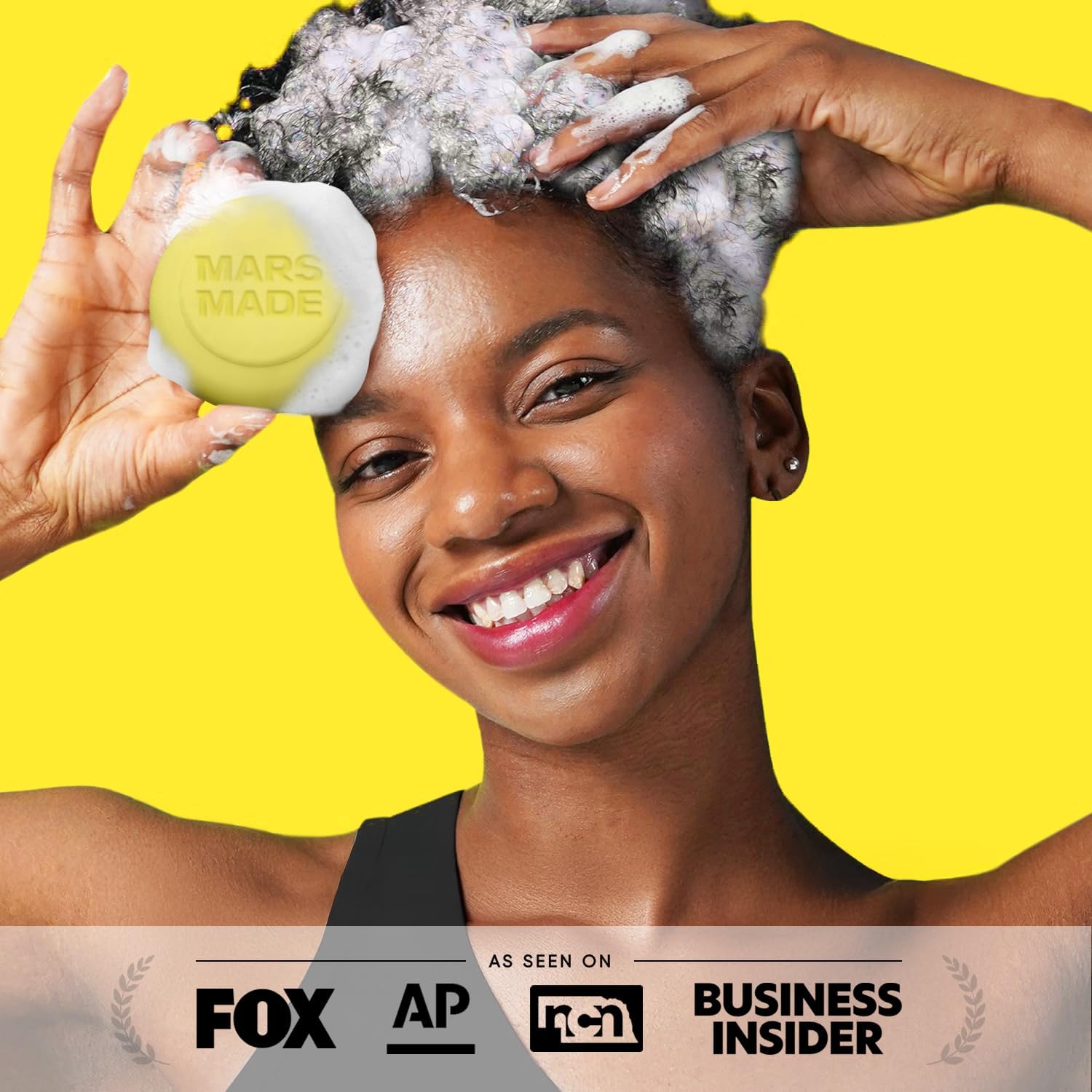 MARS MADE Beer Yeast Shampoo Bar 2.0 ingredients panel featuring salicylic acid and panthenol.