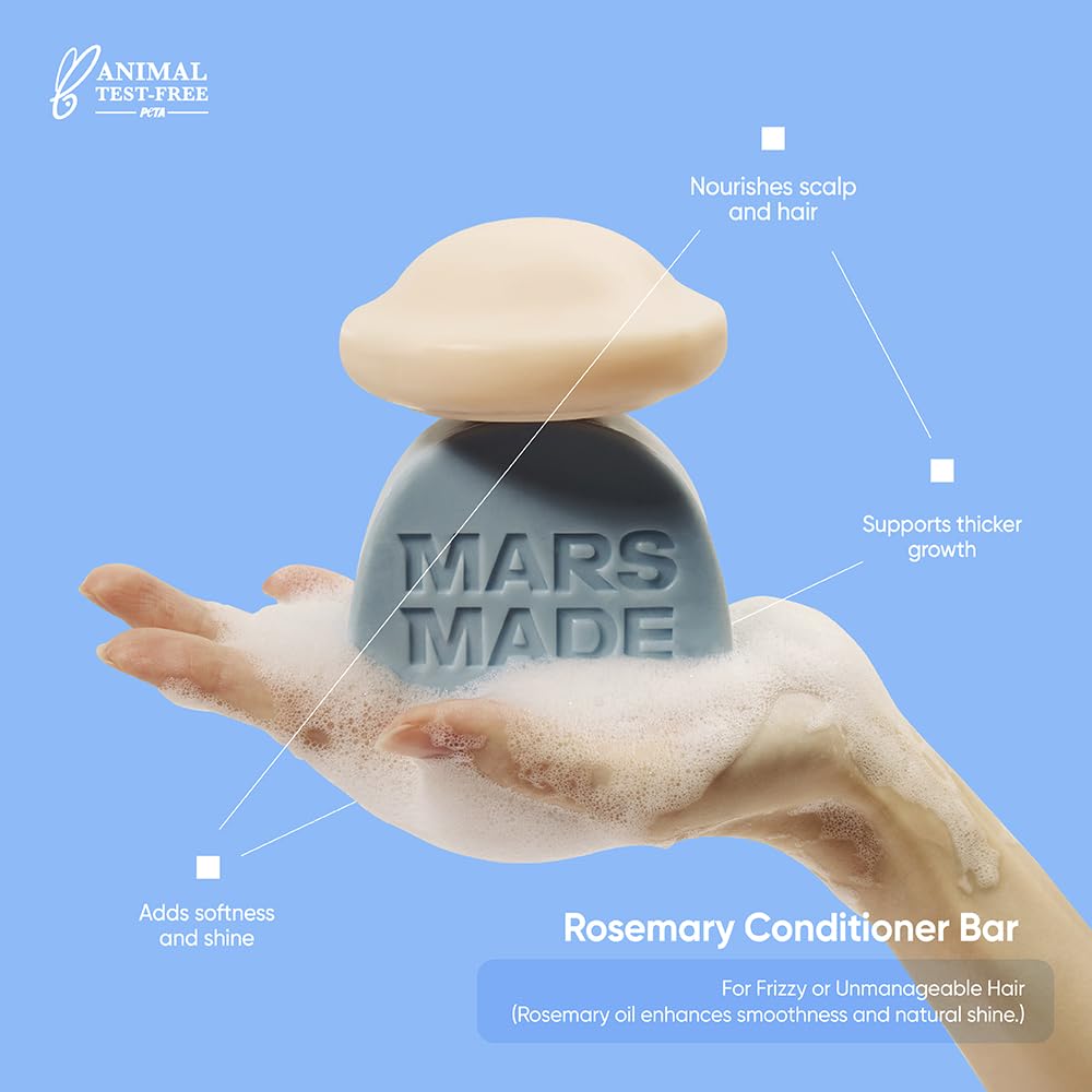 MARS MADE rosemary conditioner bar being applied for deep nourishment