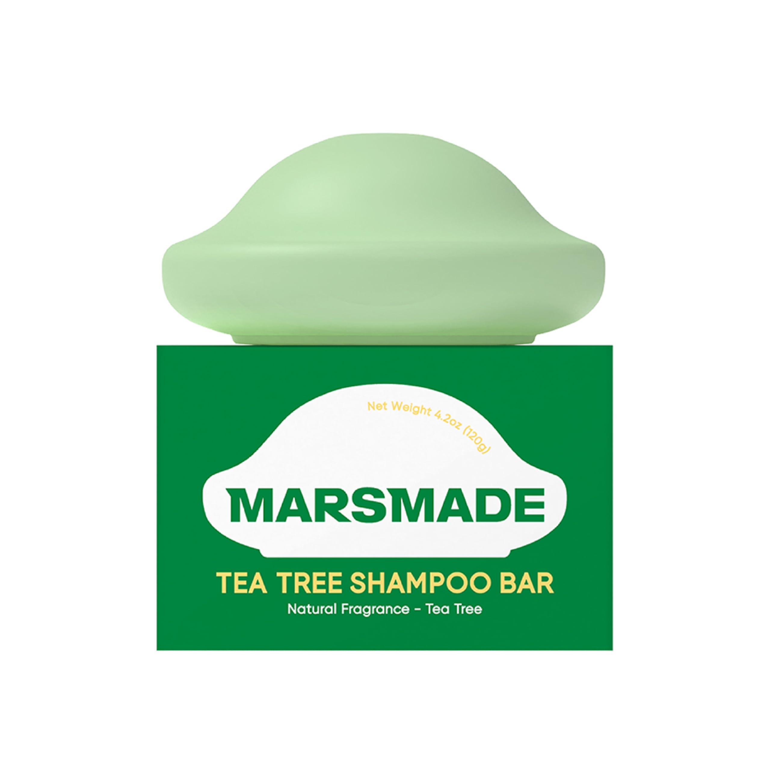Mars Made Tea Tree Shampoo Bar 2.0 packaging showcases sustainable, bottle-free design for eco-conscious care