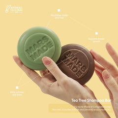 Mars Made Tea Tree Shampoo Bar 2.0 solid bar ready for use on damp hair