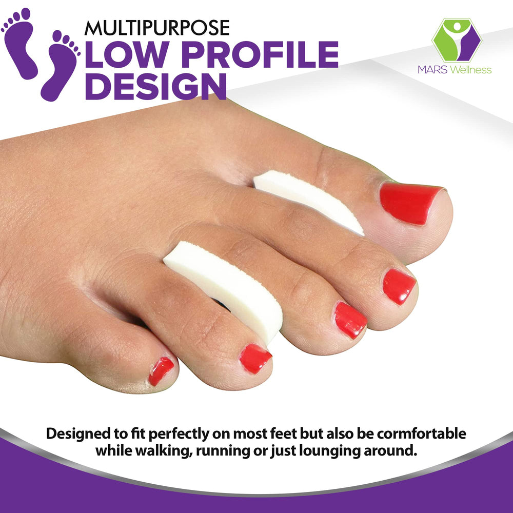 Mars Wellness foam toe spacers close-up shows soft texture.