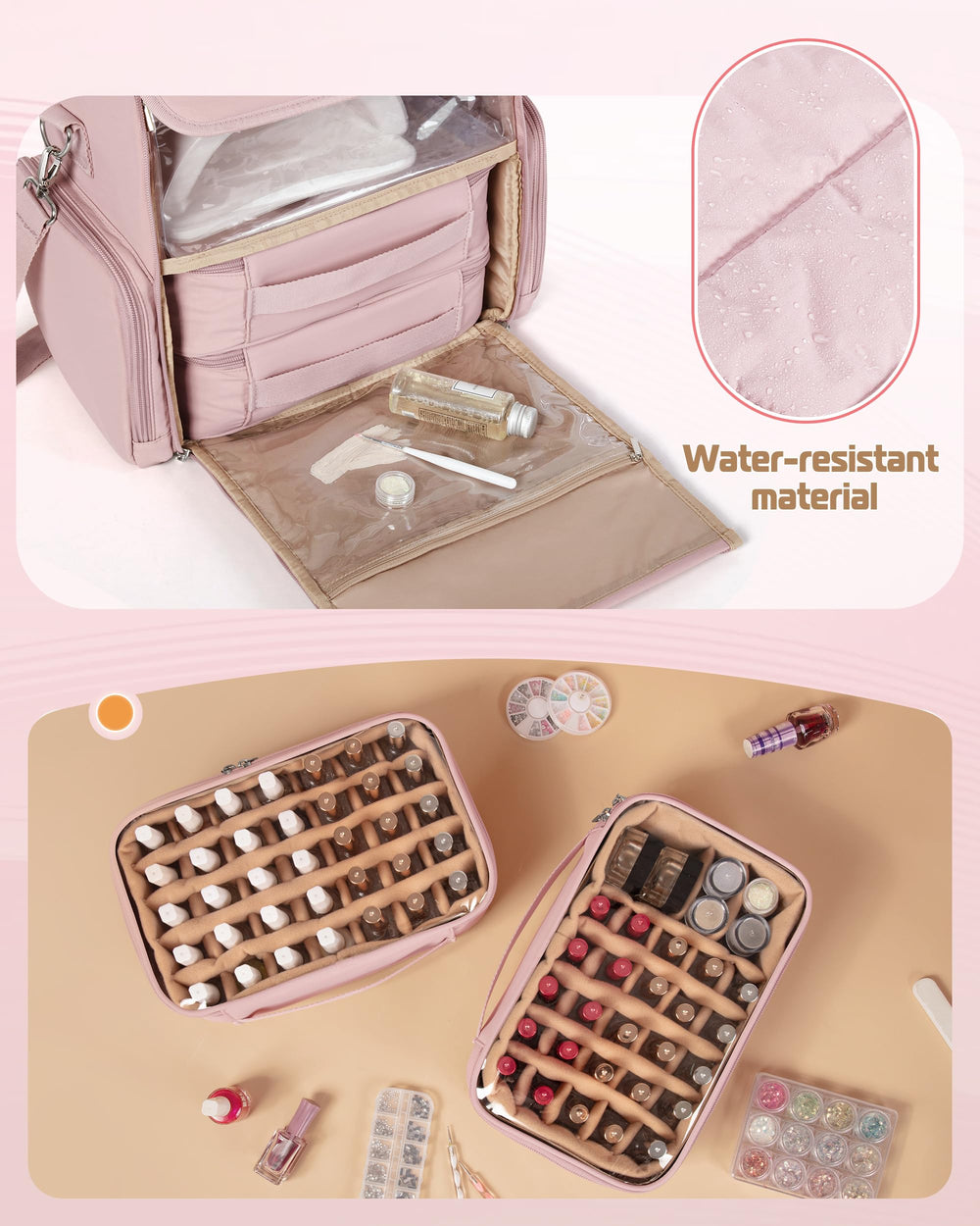 Marscamd nail art accessories pockets organize brushes and pens for on-the-go kits.