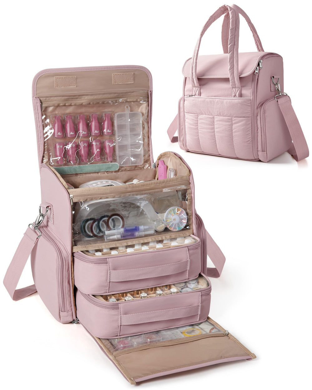 Marscamd nail polish organizer front view highlights travel-ready storage.