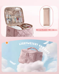 Marscamd Quilted Nail Polish Organizer Bag open top compartment shows bottle and tool space.