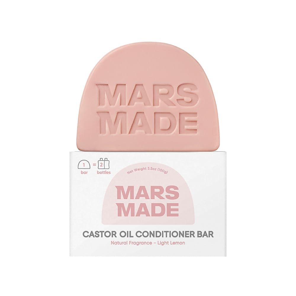 MARS MADE Castor Oil Conditioner Bar unwrapped for easy grab-and-go nourishment.