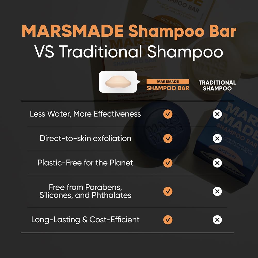 Mars Made solid bar nourishes hair and reduces dryness with natural oils.