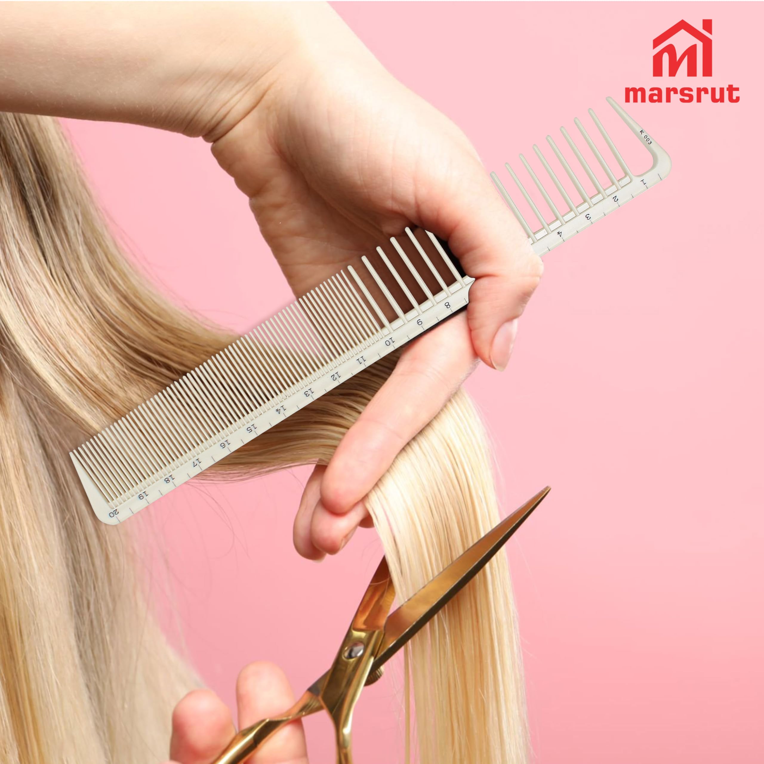 Marsrut anti-static plastic reduces tangles and hair cling during styling sessions.