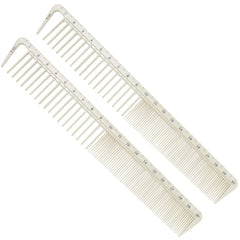 Marsrut hair cutting combs with edge-scale in beige for precise cutting measurements.