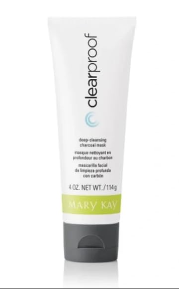 Mary Kay Clear Proof Charcoal Mask application on cheek, illustrating pore-cleansing action.